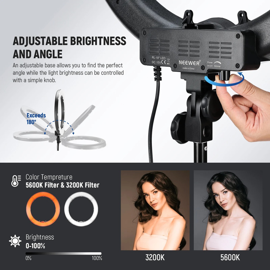 NEEWER 18INCH RING LIGHT + STAND