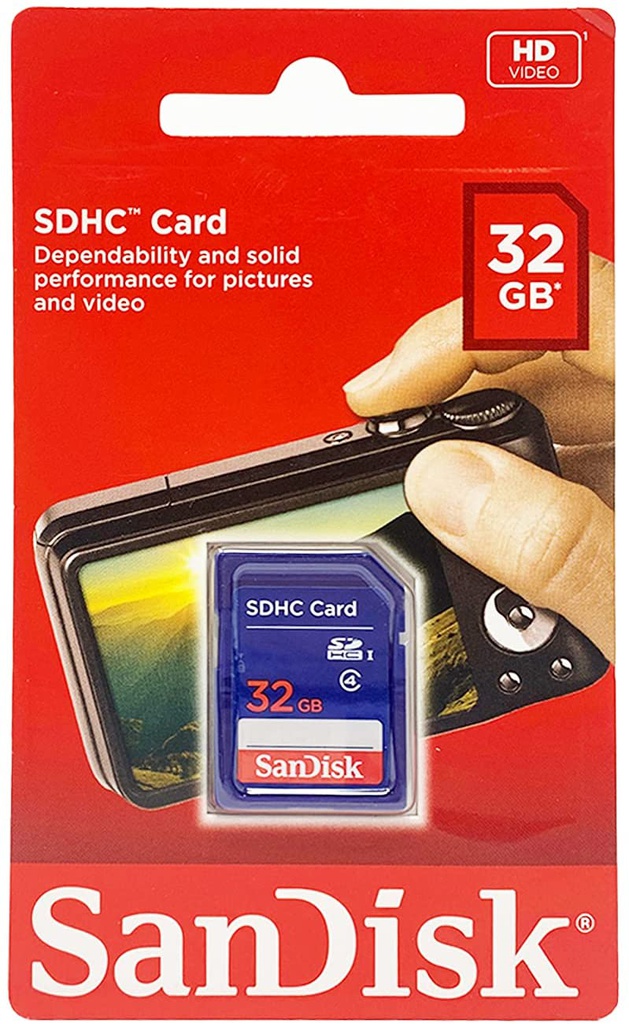 بطاقة تخزين حجم 32 جيجا بايت SDHC ( سانديسك ) 