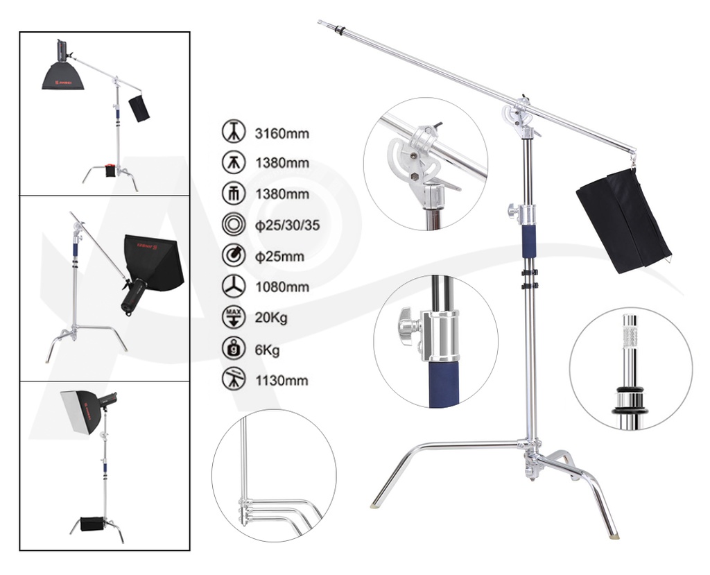 JINBEI K4  2 IN 1 STEEL LIGHT STAND